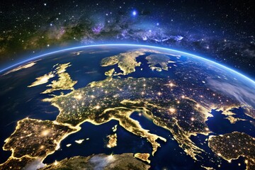 Earths Night Lights Illuminating Europe