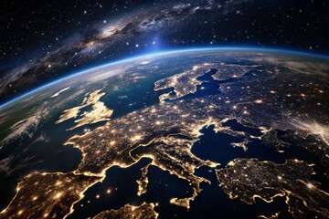 Earths Night Lights From Space Over Europe