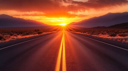 Naklejka premium straight paved road generative ai