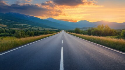 Naklejka premium straight paved road generative ai