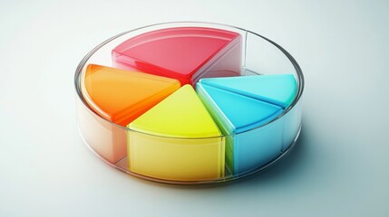 Obraz premium Transparent 3D pie chart with colorful sections generative ai
