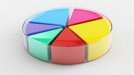 Fototapeta premium Transparent 3D pie chart with colorful sections generative ai