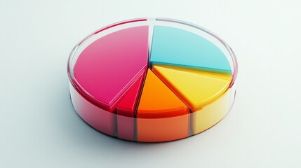 Obraz premium Transparent 3D pie chart with colorful sections generative ai