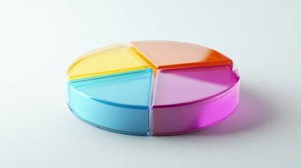 Obraz premium Transparent 3D pie chart with colorful sections generative ai