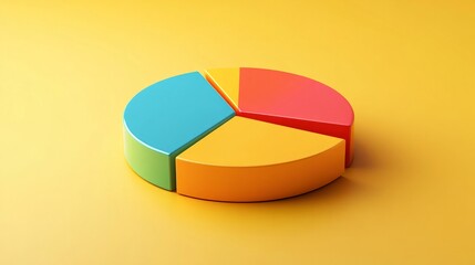 Obraz premium 3D pie chart on a solid yellow background generative ai