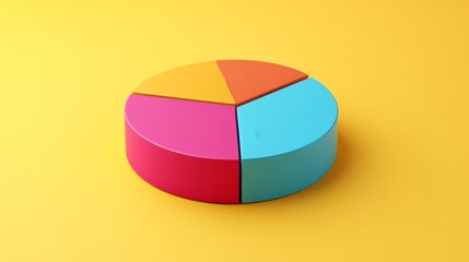 Obraz premium 3D pie chart on a solid yellow background generative ai