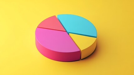 Obraz premium 3D pie chart on a solid yellow background generative ai