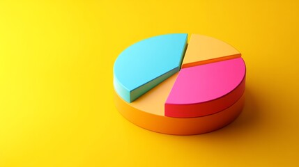 Fototapeta premium 3D pie chart on a solid yellow background generative ai
