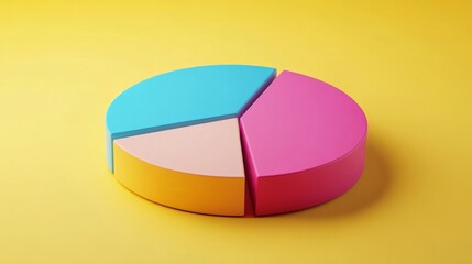Obraz premium 3D pie chart on a solid yellow background generative ai
