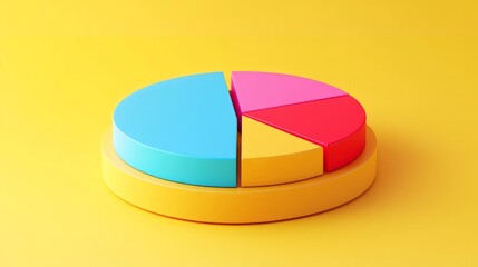 Obraz premium 3D pie chart on a solid yellow background generative ai