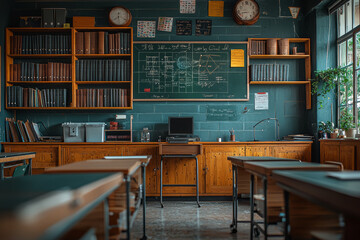 An AI system monitoring classroom engagement, helping teachers adjust their teaching strategies. Concept of AI in classroom management.