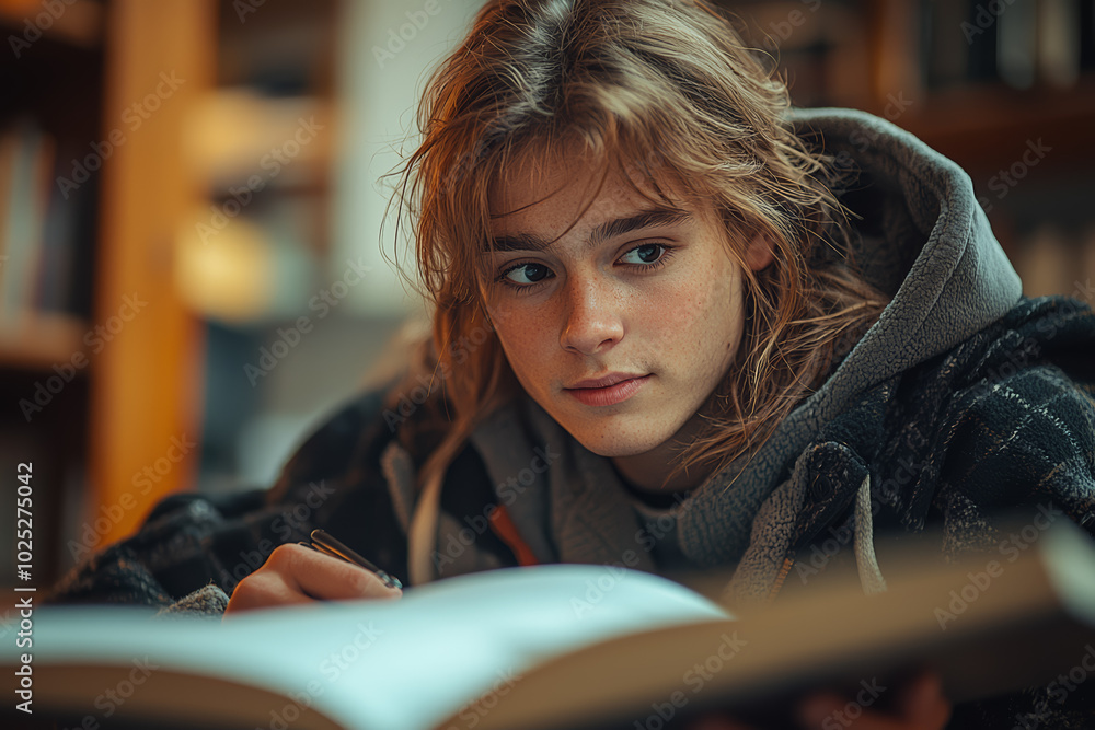 Poster a student learning a foreign language through an ai-powered language tutor, representing the use of 