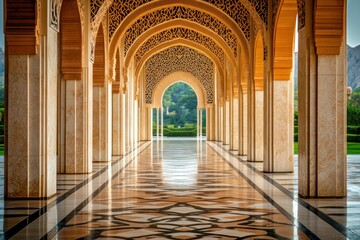 Fototapeta premium Elegant Arched Hallway with Intricate Patterns