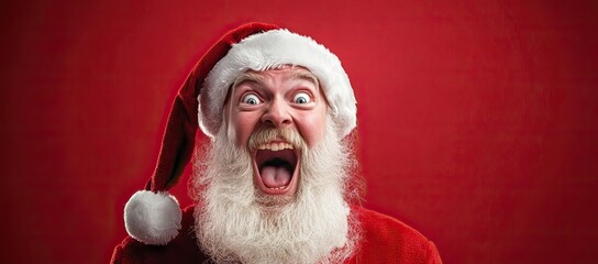 Surprised Santa with wide eyes and open mouth in a festive setting. AI generated image
