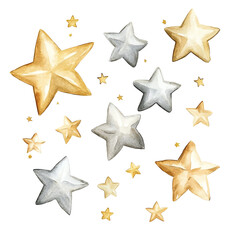 Obraz premium Colorful stars in various sizes on a transparent background. transparent background