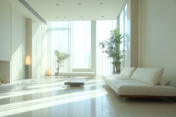 Fototapeta premium Modern Minimalist Living Room with Natural Light