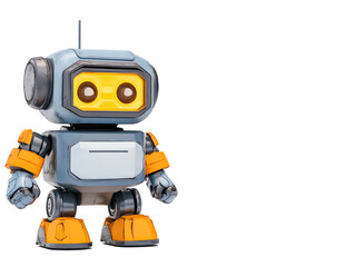 Fototapeta premium Cute robot character, standing, isolated on a white background. transparent background