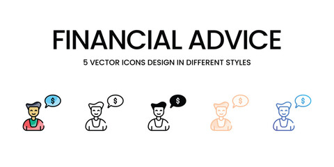 Financial Advice vector icons set ready to use stock illustration