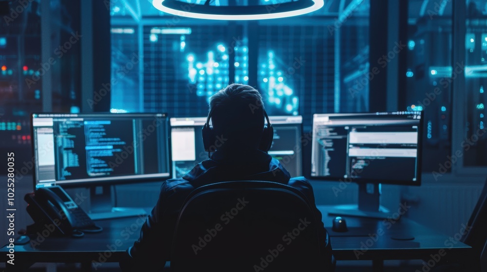 Poster cutting-edge cybersecurity solutions interface with interactive demos and seamless contact options