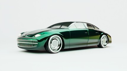 Retro-Futuristic EV Concept Car Design with Vintage-Inspired Body Shape in Vibrant Color Palette | Ultra-Detailed 3D Render Illustration