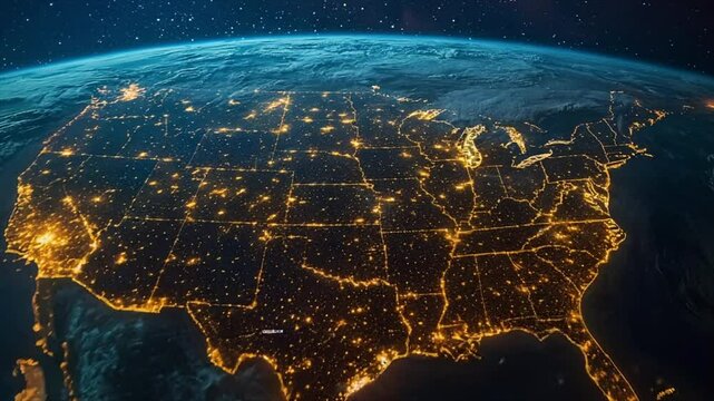 united states of america map at night Generative AI