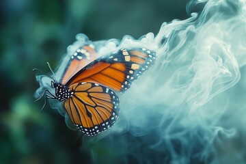 A Butterfly With Wings Made of Smoke, Leaving a Trail of Mist as It Flies