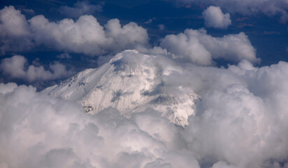 Aerial Shot - Mt Shasta Peak Above the Clouds 002