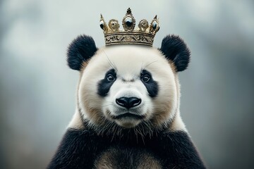 Obraz premium A Panda Wearing a Crown
