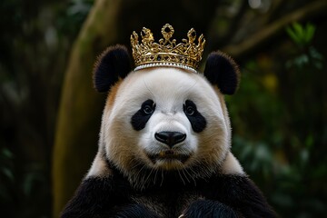 Obraz premium A Panda Wearing a Crown