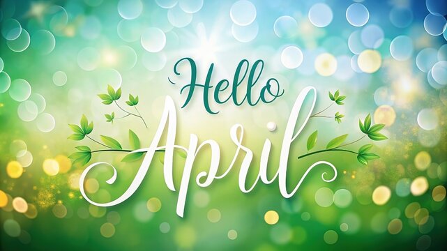 Hand drawn spring inspirational quote - hello April. Pen and ink calligraphy. Brush painted letters on background isolated. Spring greeting card. illustration