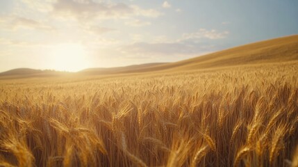 Obraz premium Sunrise Over Field of Golden Wheat