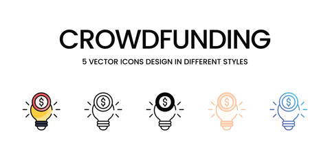 Crowdfunding vector icons set ready to use stock illustration
