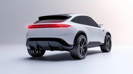 Obraz premium Futuristic Electric Crossover Concept Car with Dynamic Lighting System - Ultra-Detailed 3D Render Illustration