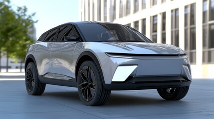 Futuristic Electric Concept Car Design - Ultra-Detailed 3D Render of a Safe and Stylish Compact Crossover with High Ground Clearance