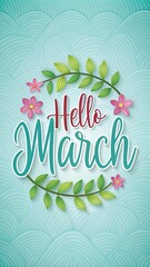 Obraz premium Hello spring banner. Spring time colorful wallpaper with flowers. Spring Lettering text. illustration