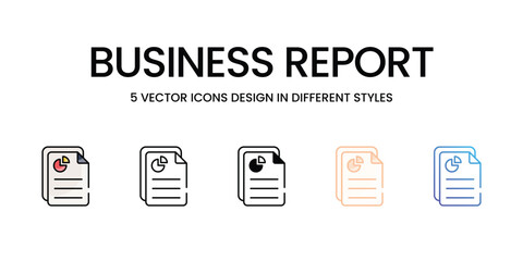 Business Report vector icons set ready to use stock illustration