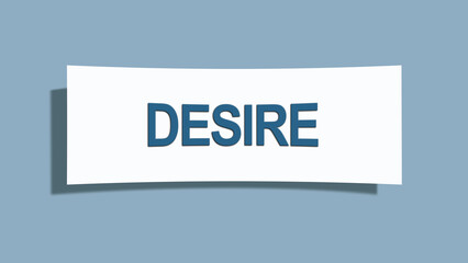 Desire. A card isolated on blue background.