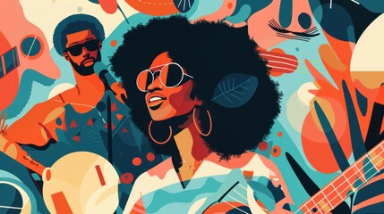 Vibrant Abstract Art Highlighting Music