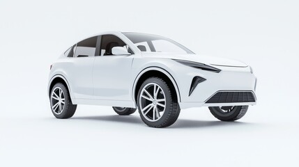 Fototapeta premium Futuristic Electric Compact Crossover Concept Car - Ultra-Detailed 3D Render Illustration with Modern Design and Spacious Interior