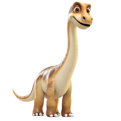 Fototapeta premium Cute cartoon dinosaur character with friendly expression, transparent background