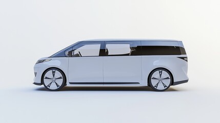 Obraz premium Futuristic Electric Minivan Concept Design with Ultra-Detailed 3D Render, Ideal for Families Seeking Modernity and Space