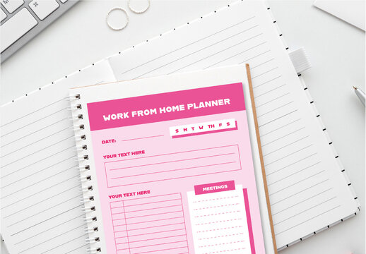 Pink Minimalist Work From Home Daily Planner Template