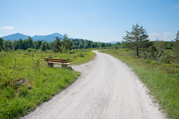 bike and hike route through riparian zone Isar, from Bad Tolz to Lenggries