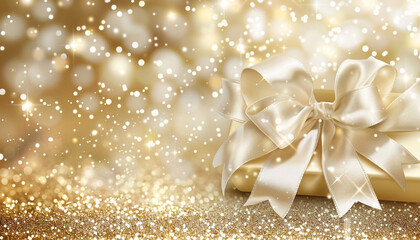 Elegant Champagne Gold Background with a White Ribbon