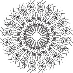 Flower Mandala on white background, Vintage decorative elements. Oriental pattern, vector illustration. Islam, Arabic, Indian, Moroccan, Spain, Turkish, Chinese, mystic, and Ottoman motifs.