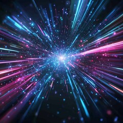 Light speed hyperspace space warp background. colorful streaks of light gathering towards the event horizon.