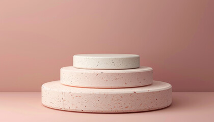 Minimal 3D Podium on Soft Blush Pink Gradient Background