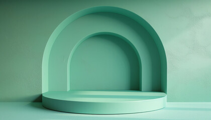 Minimal 3D Podium on a Soft Mint Green Gradient Background