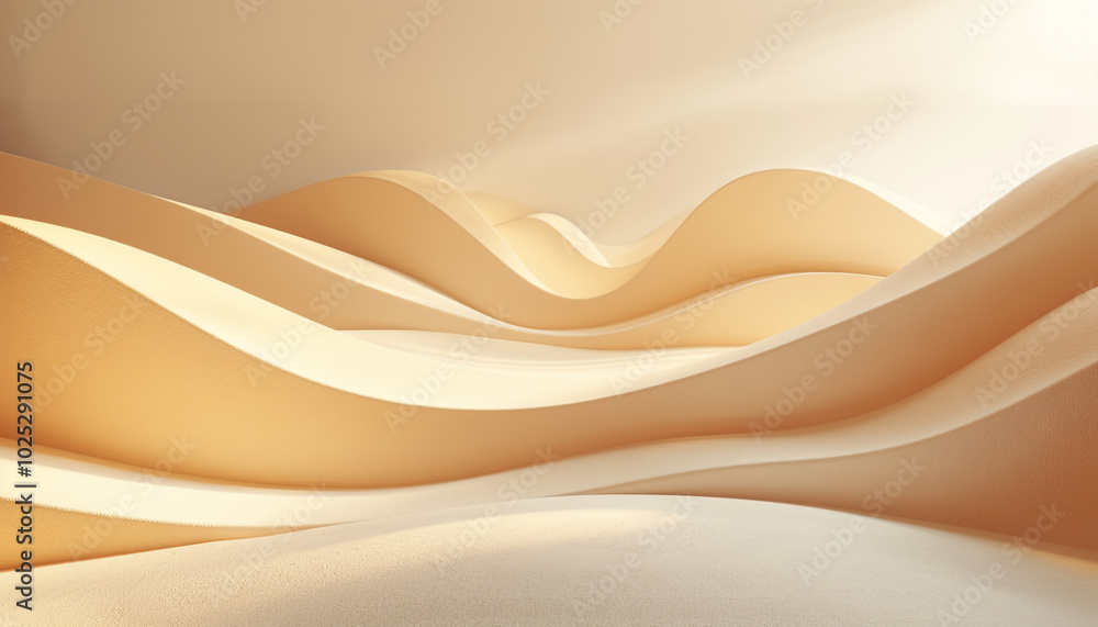 Poster minimalist 3d backdrop with layered soft ochre shape