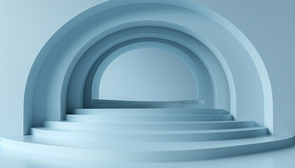 Minimalist 3D Backdrop with Layered Soft Powder Blue